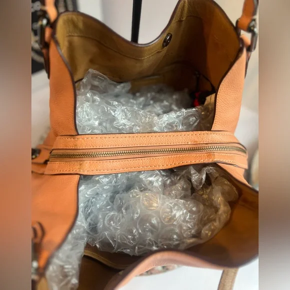 Coach Edie salmon Scalloped Pebble Leather Shoulder Bag - Picture 8 of 16